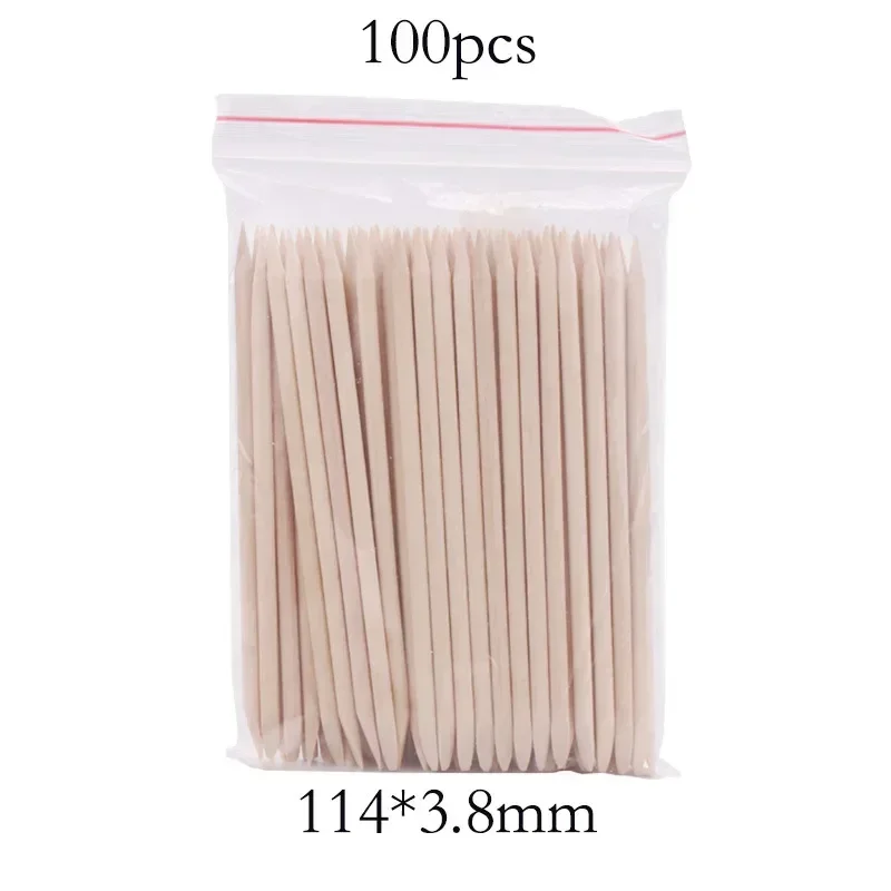 100Pcs Cuticle Pusher Nail Art Orange Wood Sticks Remover Manicure Pedicure Tool Natural Stick for Nail Art Tools