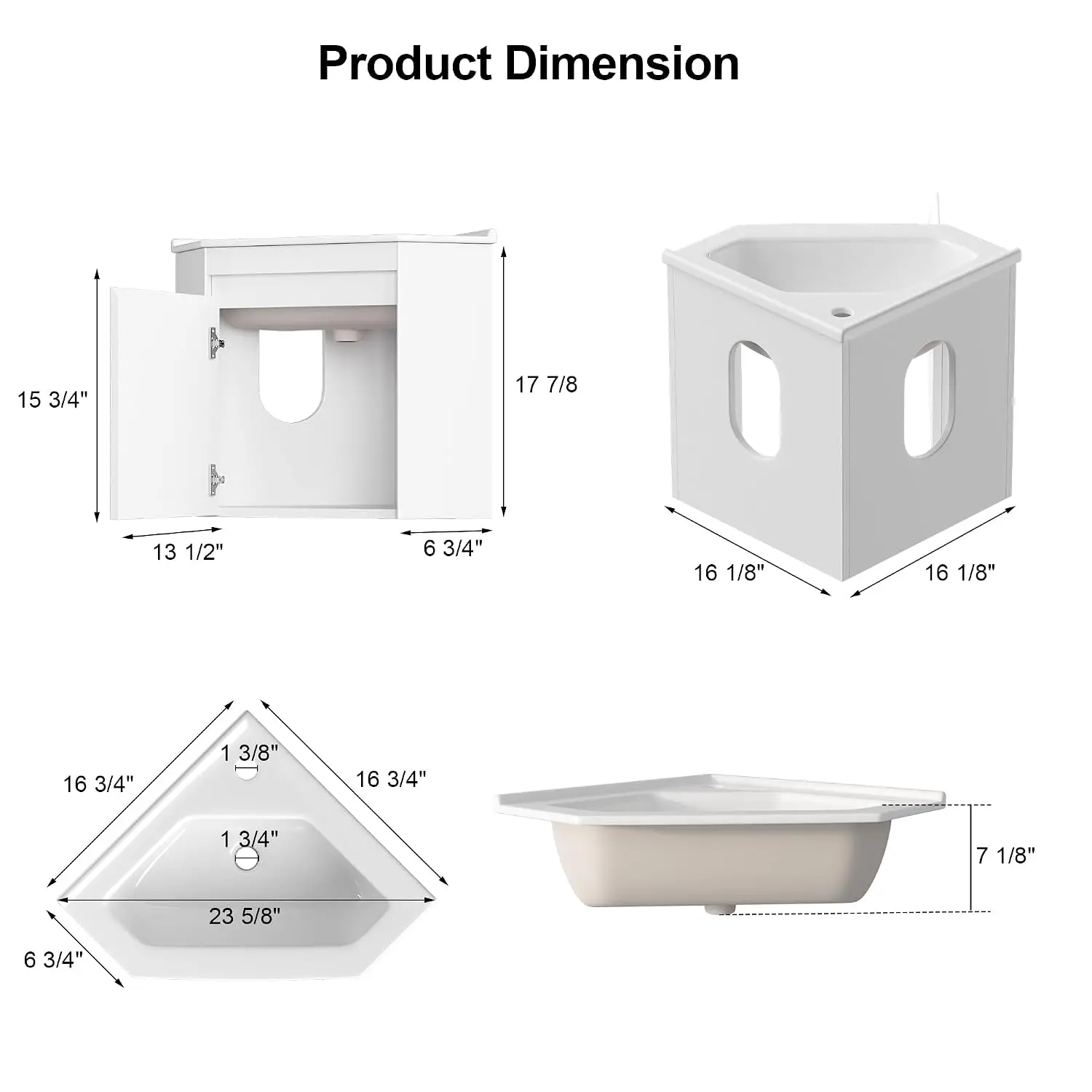 Corner Bathroom Vanity Sink Cabinet 24