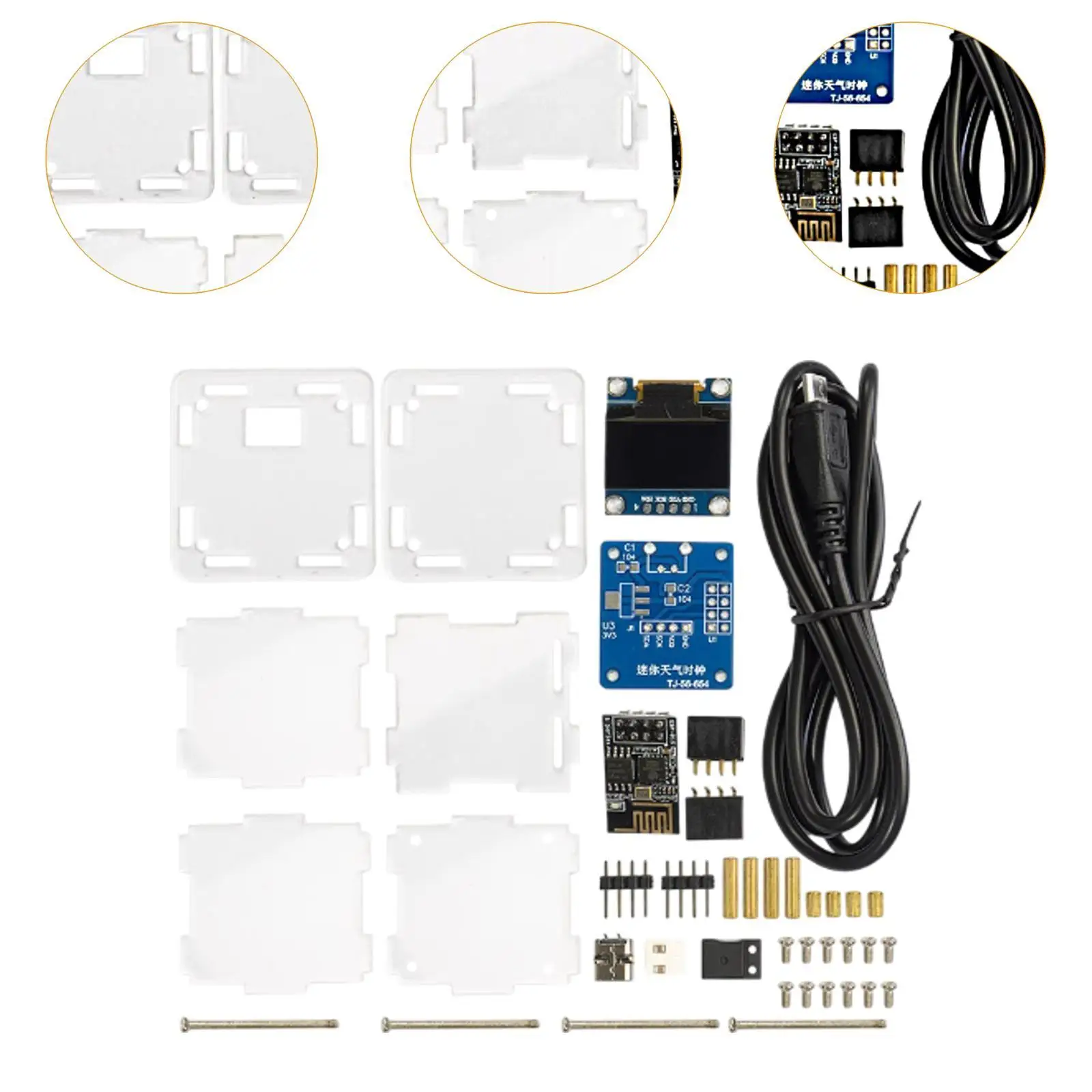 DIY Digital Clock Kit with LED Display Mini Weather Station Electronic Clock for Home Office Projects
