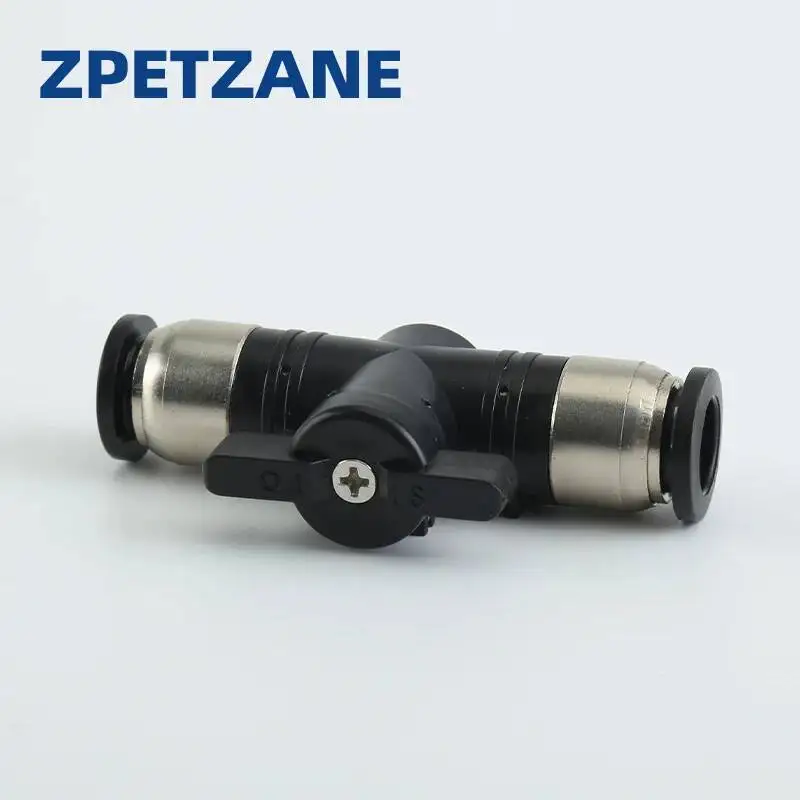 2pcs BUC Pneumatic Hand Valve Switch Quick Fittings Joint Adapter Push Lock 2-way Plug-in Air Control Hose Connection
