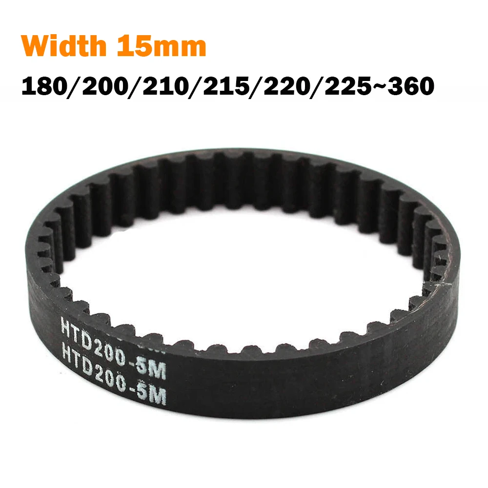 Circular Tooth HTD 5M Synchronous Belt Width 15mm Rubber Closed-loop Timing Belt Tooth Pitch 5mm 180/200/210/215/220/225~360