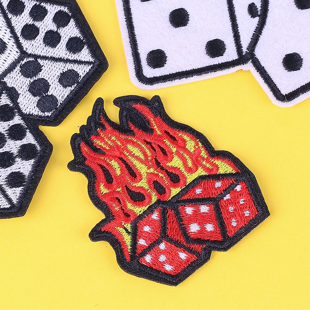 3PCS/SET Dice Set Patch Iron on Transfers for Clothing DIY Embroidery Sticker Clothing Hole Sewing Applique Supplies Accessories