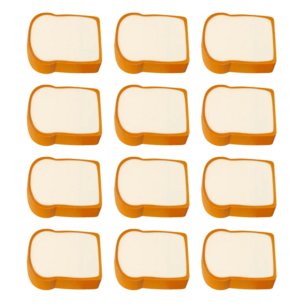 

12 Pcs Cartoon Eraser Cute Bread Shaped Stationery Portable School Supplies Bright Colors Kids