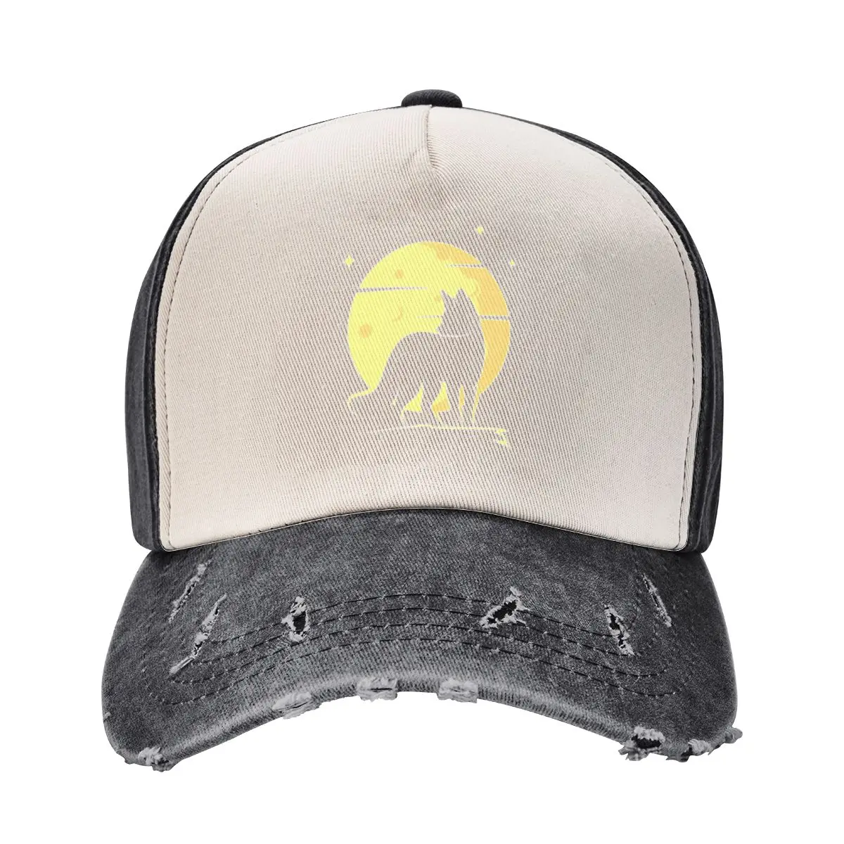 Fox Silhouette with a Full Moon Baseball Cap hiking hat Luxury Hat Icon Snap Back Hat Caps Women Men's