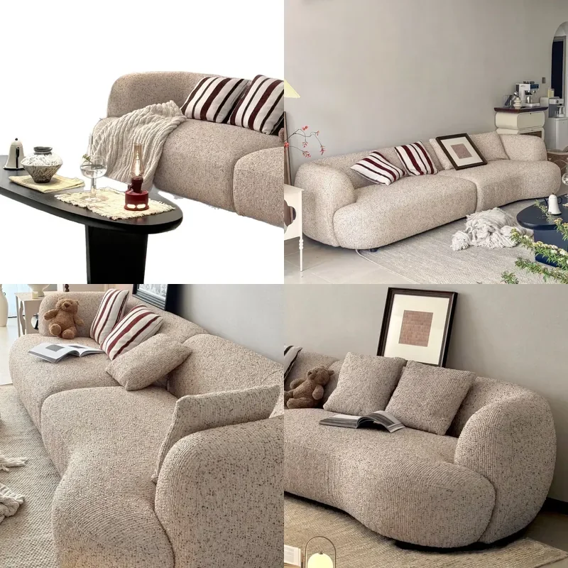 Nordic Modern Fabric Straight Sofa for Living Room Apartment Rental Home Simple Design Comfortable Seating Furniture