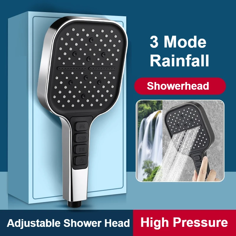 

Bathroom Showerhead Shower Accessories 7 Modes Large Flow Sprayer Big Panel High Pressure Shower Head Rainfall Nozzle