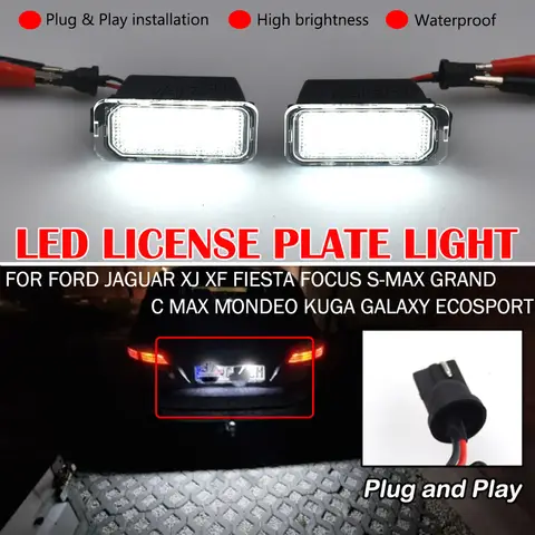 Ford Jaguar XJ XF Fiesta Focus S-MAX Grand C max Mondeo Kuga Galaxy Ecosport용 LED 라이센스 램프