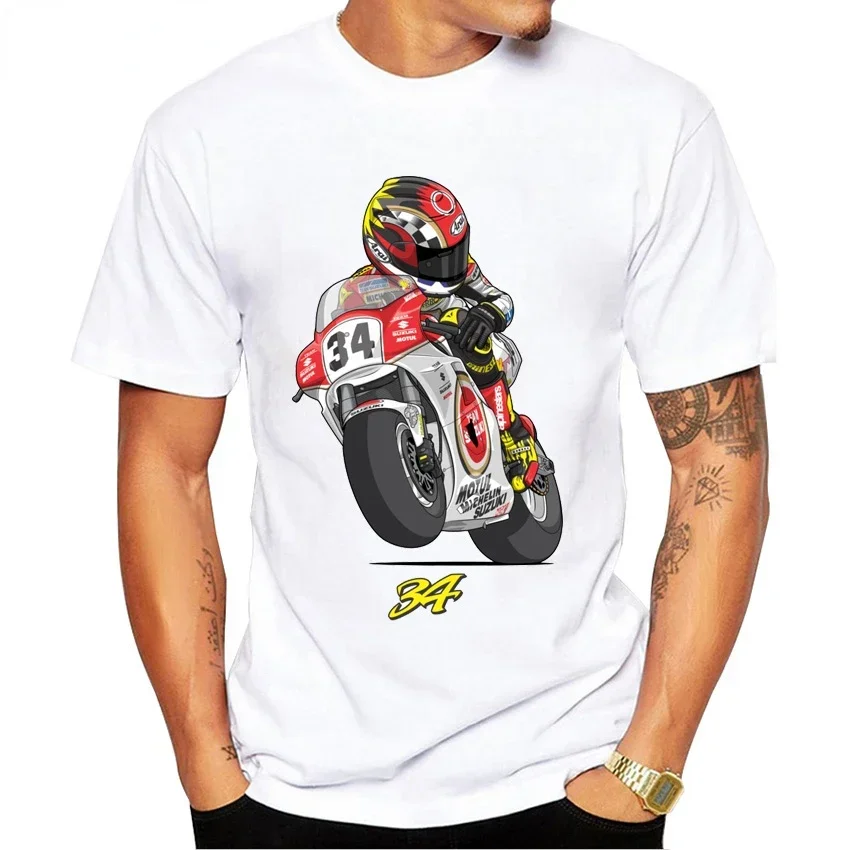 New Tops KEVIN SCHWANTZ #34 Classic T-Shirt Summer Men Short Sleeve GS Adventure Motorcycle Sport Casual Boy White Tees TOPS