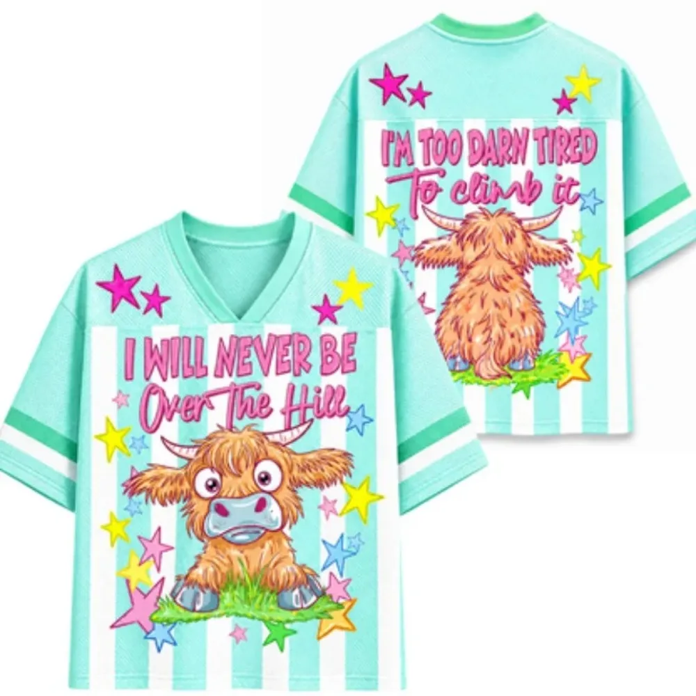 Harajuku Cartoon Highland Yak 3D Print Plus-size T-shirt Men V-neck Trendy Outdoors Fashionable Casual  Y2KParent-Child Clothing - view 2