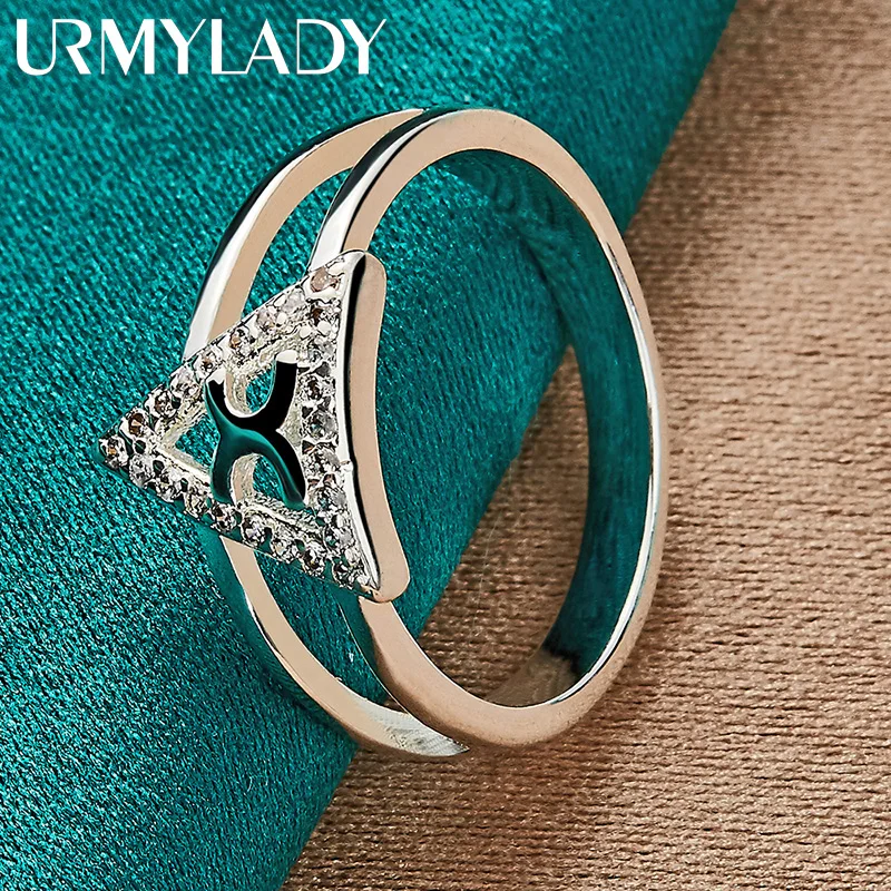 

URMYLADY 925 Sterling Silver Trigonal Zircon 7-10# Ring For Women Fashion Wedding Party Charm Jewelry