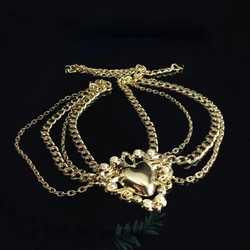 Fashion small fragrance multi-layer golden heart-shaped waist chain Celebrity style creative fringe belt chain dress accessories