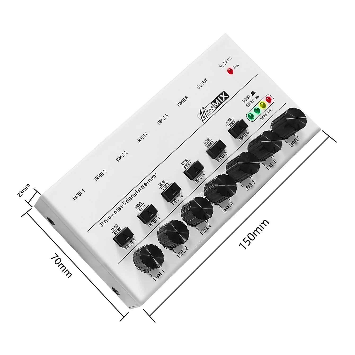 4 6 Channels Stereo Mixer Ultra Low-Noise Sound Mixer Microphone Mixer Audio Mixer Line Mixer USB Powered Mixer for Studio