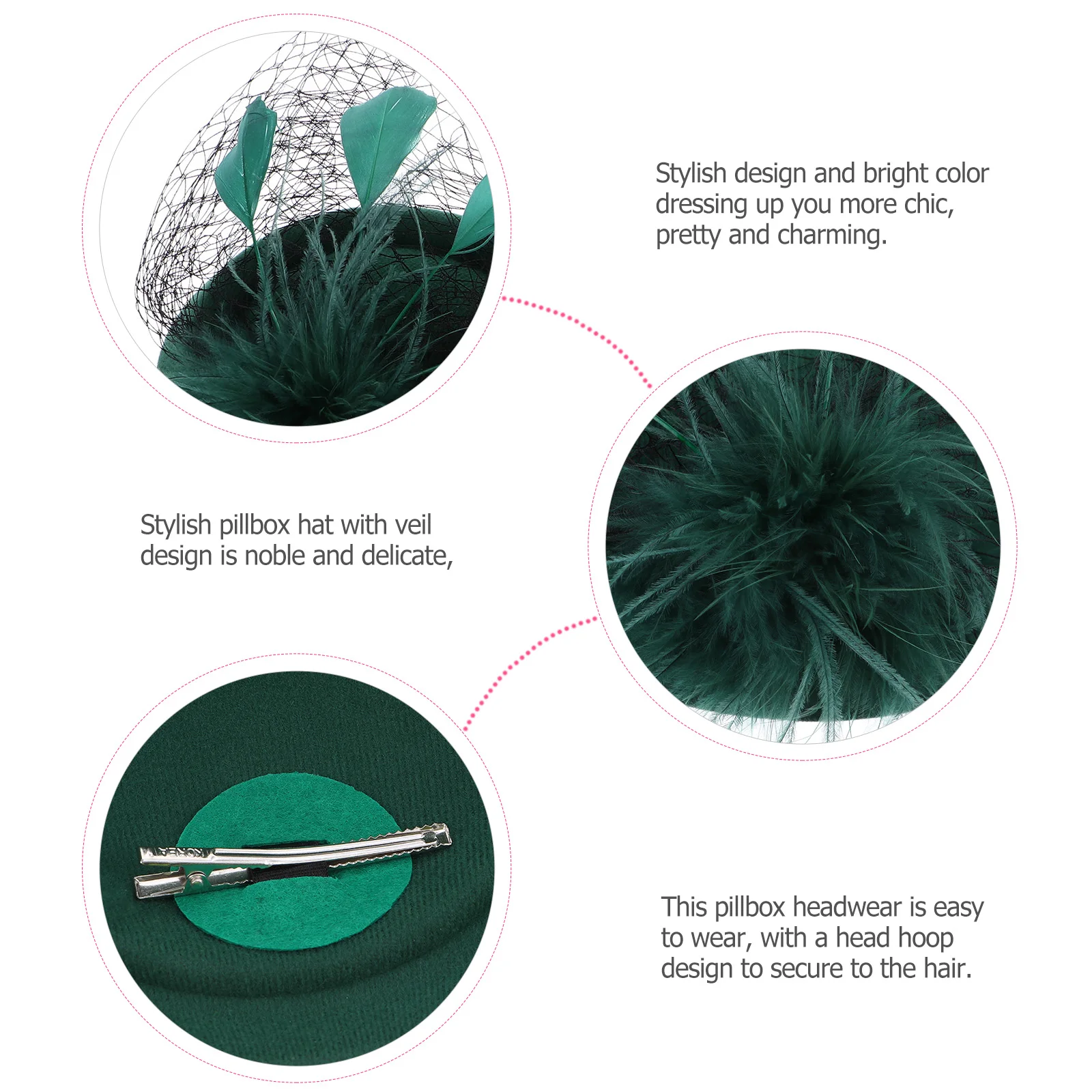 

1pc Women 20S Pillbox Hat Hairband Wedding Party Headdress Veil Cocktail Tea Church Bridal Fascinator Stylish Chic Glamorous