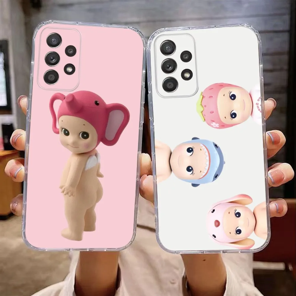 

Cute S-Sonny Angel Phone Case For Samsung Galaxy A71,70,52,51,40,31,A50,30S,21S,Note20ultra Transparent Cover