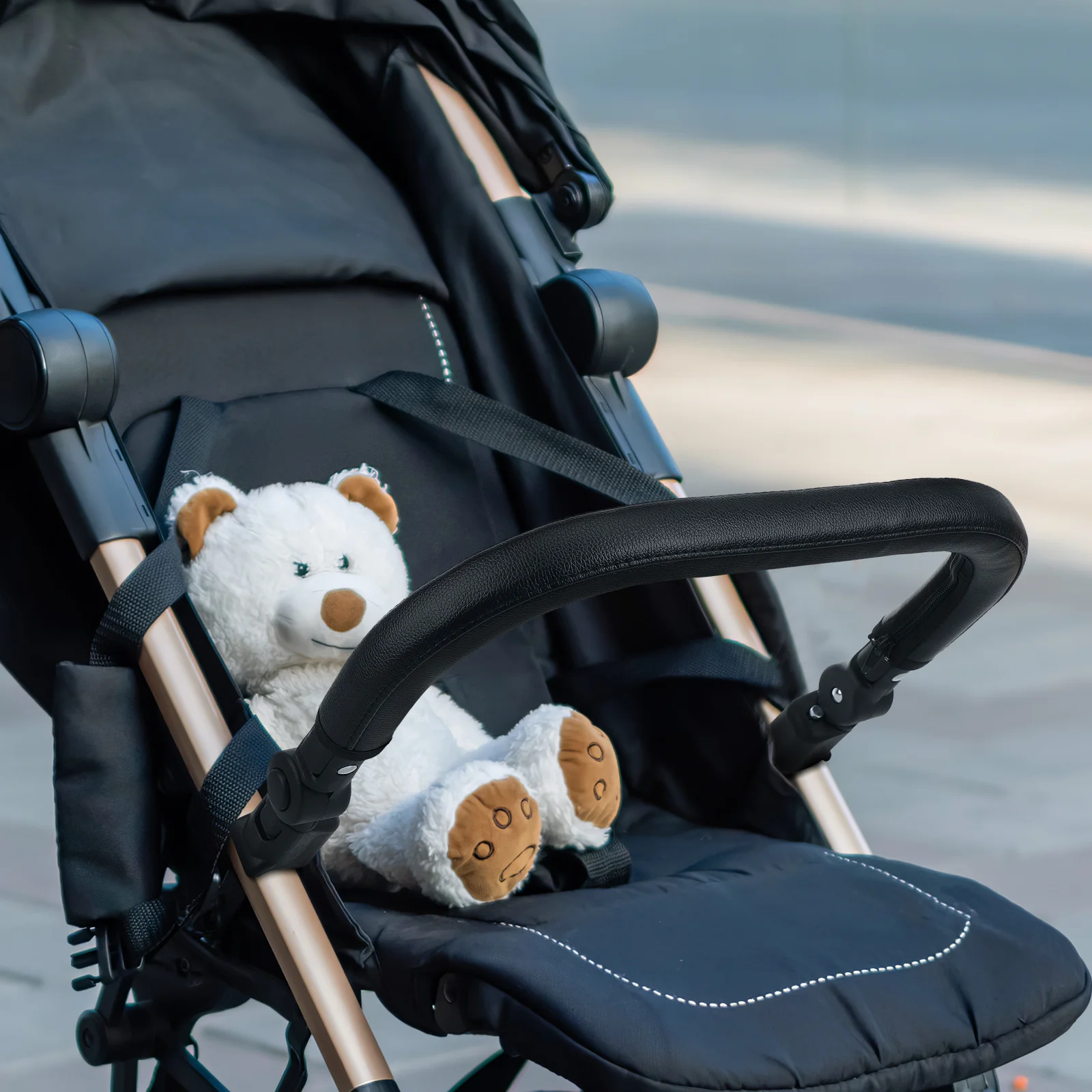 

Replacement Stroller Bumper Handle PU Adjustable Detachable Stroller Bar Armrest Accessory Durable Foam