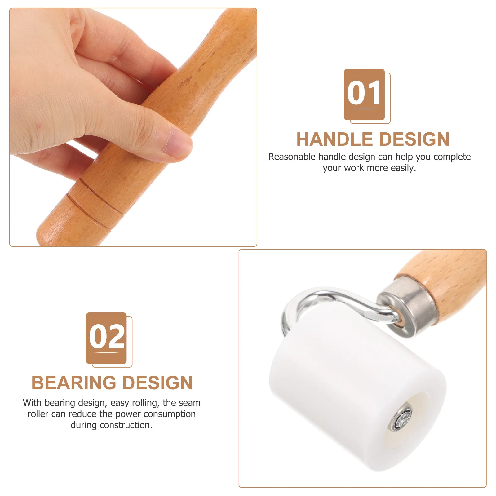 Professional Wallpaper Seam Roller with Ergonomic Wood Handle Dual-End Design for Bubble-Free Smoothing Heavy-Duty Wallpaper