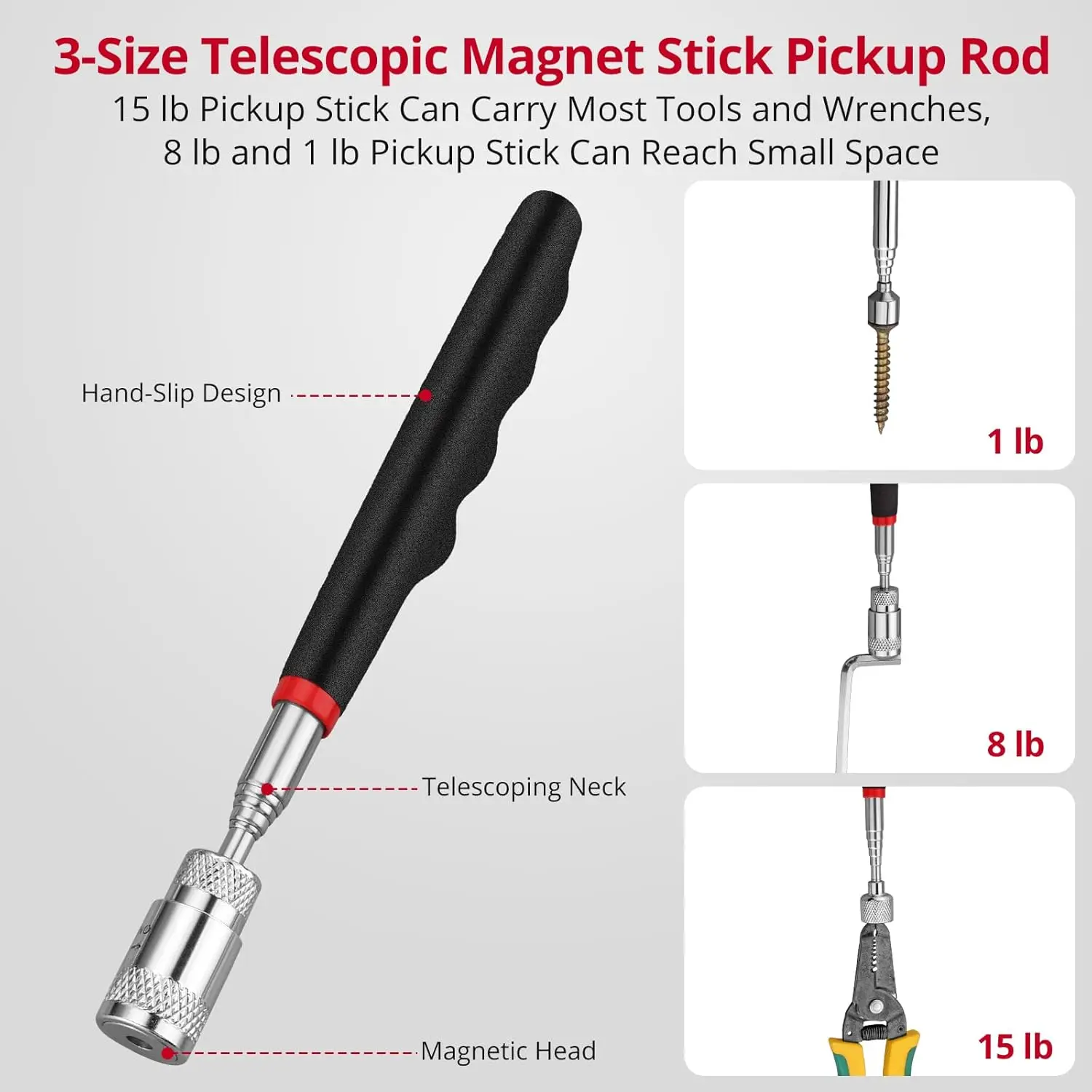 سيارة 360 ° مرآة فحص، مرايا تصغير بإضاءة LED، أدوات ميكانيكية ممتدة مع أداة التقاط مغناطيسية، أداة إصلاح السيارات #5