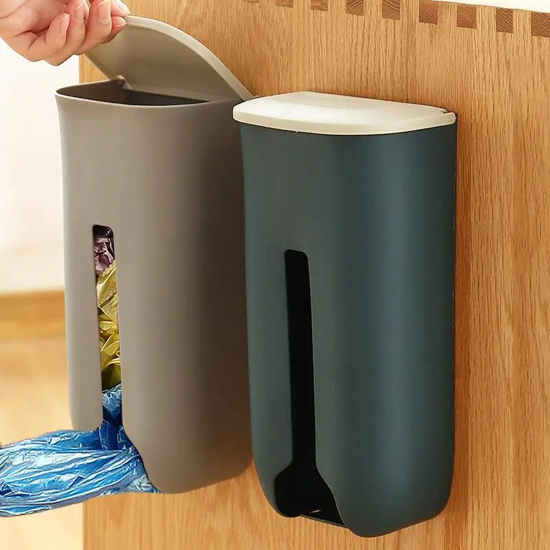 Caixa Organizadora de Sacos Plásticos Retrátil para Cozinha, Montagem na Parede, Fácil de Usar, Sem Necessidade de Furos, Suporte para Sacos