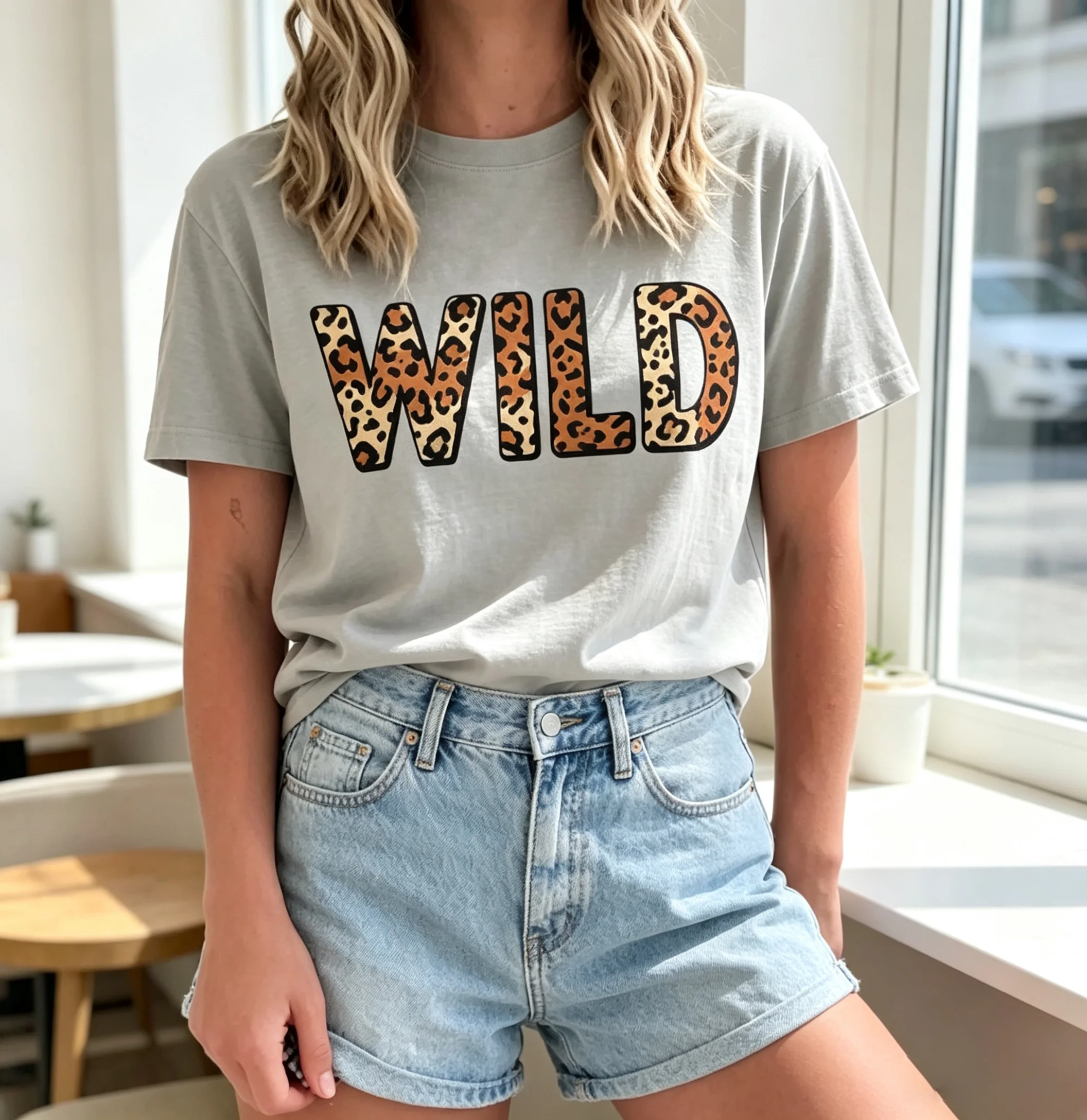 Women's Wild Leopard Print Letter Graphic T‑Shirt, Bold Cheetah Pattern Slogan Text Print Casual Short Sleeve Tops