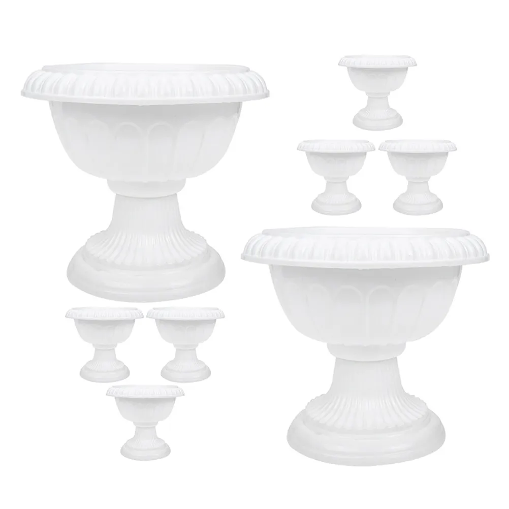8Pcs European Style Plastic Flower Pot Set Roman Design Decorative Planter for Indoor Outdoor Succulents Bonsai Cactus Wedding