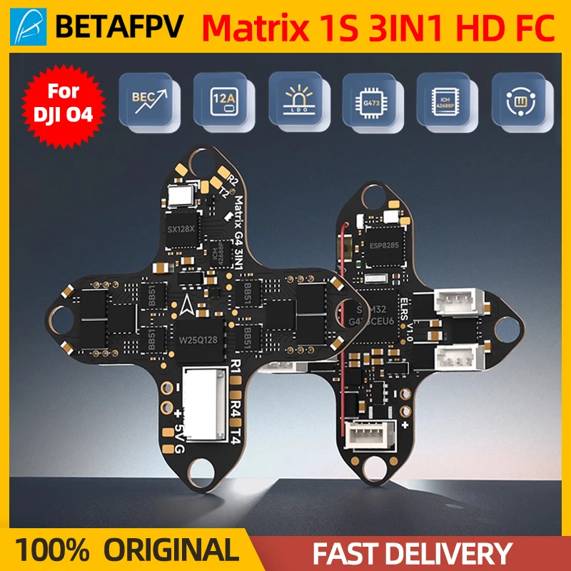 

BETAFPV Matrix 1S 3IN1 AIO FC Бесщеточный контроллер полета 2,4G ELRS RX для O4 Air Unit Meteor75 Pro 1S HD Whoop Racing FPV Drone