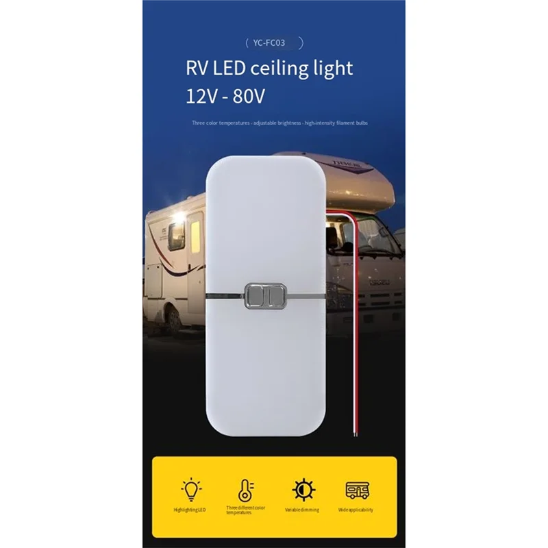 

Светодиодный светильник с регулируемой яркостью 204, 3-цветные фонари TEM для кемпера для автофургонов/кемперов, автомобилей/прицепов, лодок