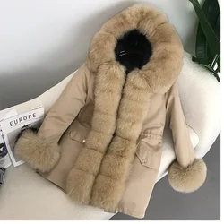 FURYOURSELF 2023 New Fashion Duck Down Liner Coat Rea Natural Fox Collar Hooded Winter Jacket Women Loose Long Parkas Detachable