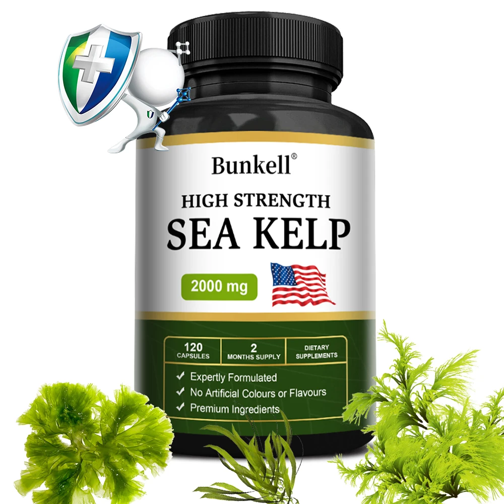 Bunkell Seaweed 2000 Mg - 120 Veggie Caps Natural Source of Iodine for Thyroid, Nervous System, Immune and Cognitive Support