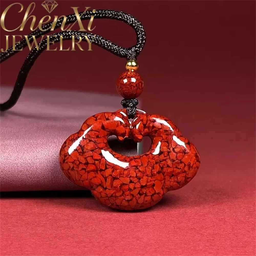 High-End Cinnabar Guanyin Buddha Pixiu Chinese Style Pendant Necklace Good Luck Luxury Quality Fine Jewelry Gift Adjustable Cord