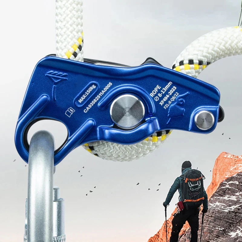 Multi-Functional Manual Descent Protector for Rock, Self-Locking Climbing Positioning Top Rope Protector Descent Device
