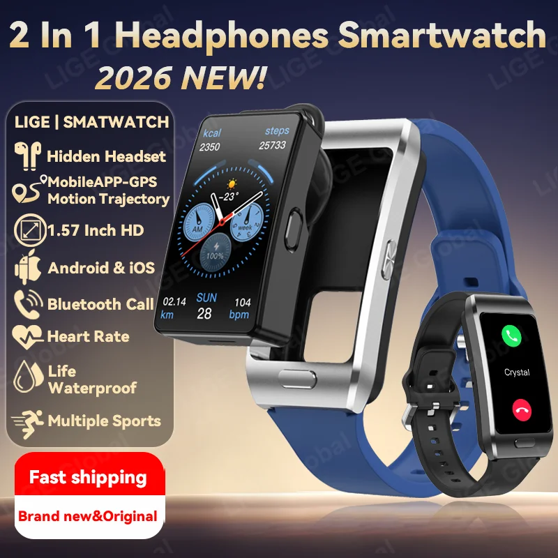 LIGE 2 In 1 TWS Headset Smart Watch 1.57