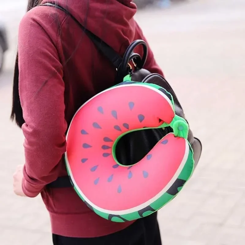 Travel Portable Fruit U Shaped Pillow Cushion Nanoparticles Neck Pillows Office Cervical Pillow  Fruit Pattern Travel Pillow