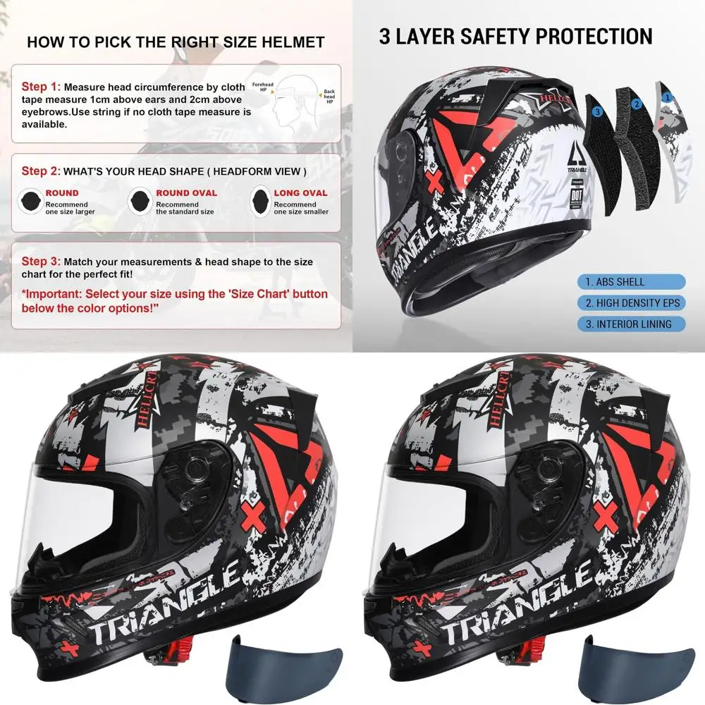 

Youth Motorcycle Helmet - Full Face, Lightweight, Dual Visors, DOT Certified