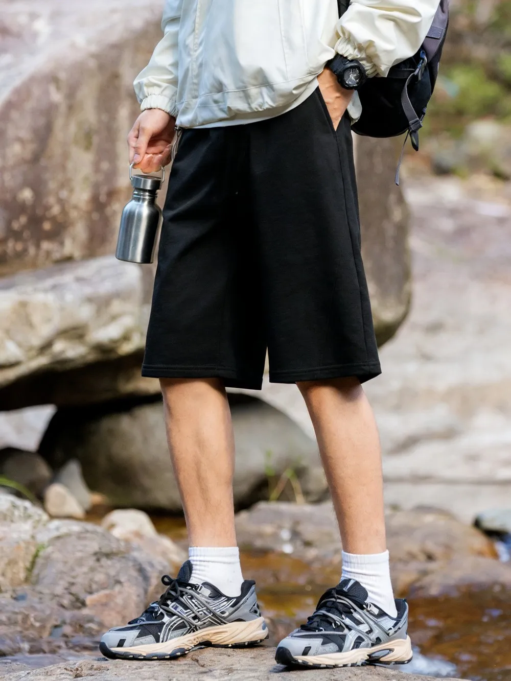Mens Oversized Solid Trousers Summer Jogging Five Pair Pants Basic Sports Drawstring Shorts High waisted Outdoors Sportswear