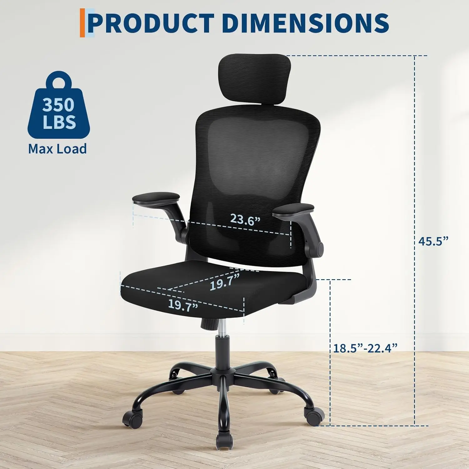 Office Computer Desk Chair Ergonomic Office Chair High-Back Mesh Home Office Chair With Adjustable Headrest And Lumbar Support