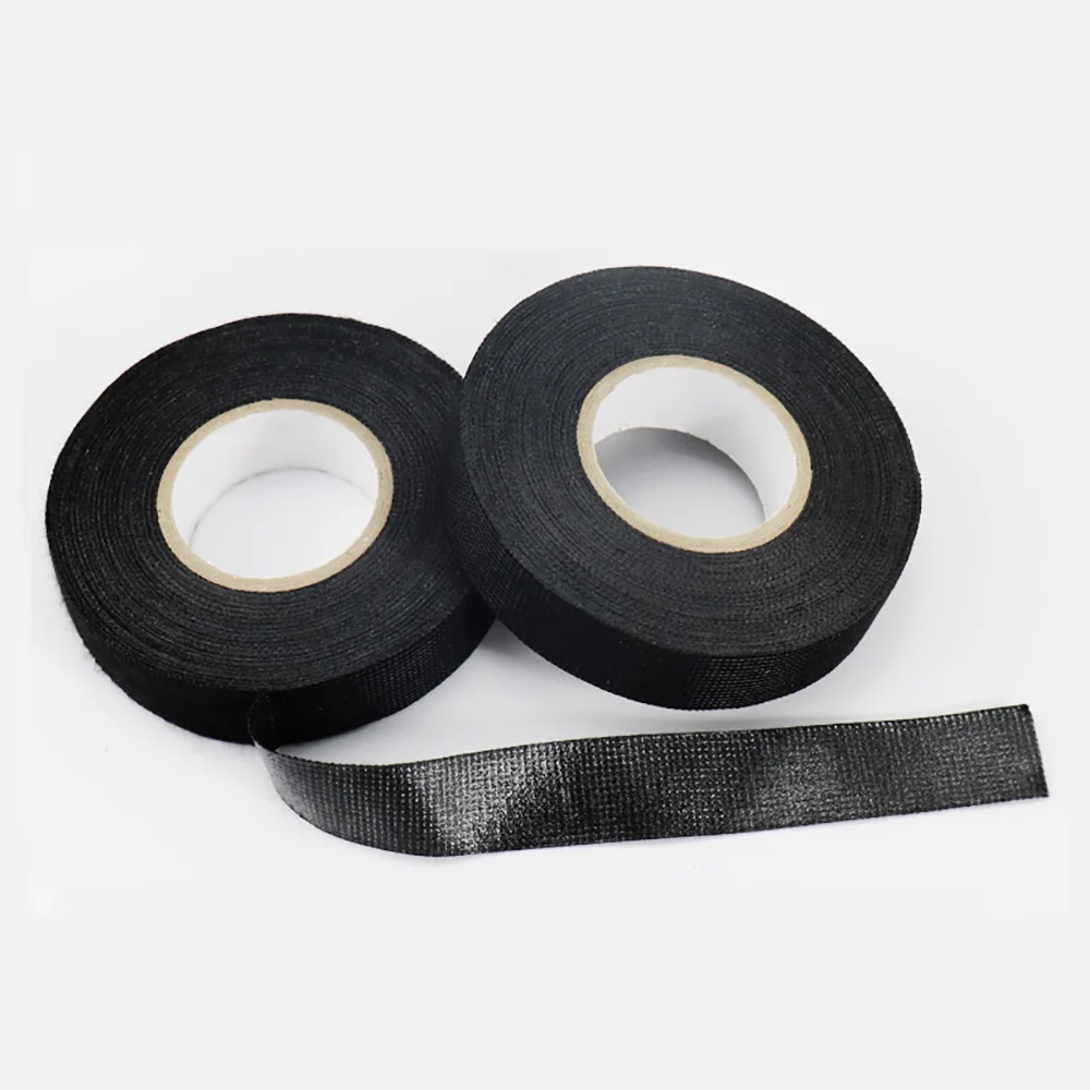 Black Flannel Cloth Tape Noise Reduction Automotive Wiring Harness Strapping Tape Electrical Insulation Fabric Tape 19mm to 50mm