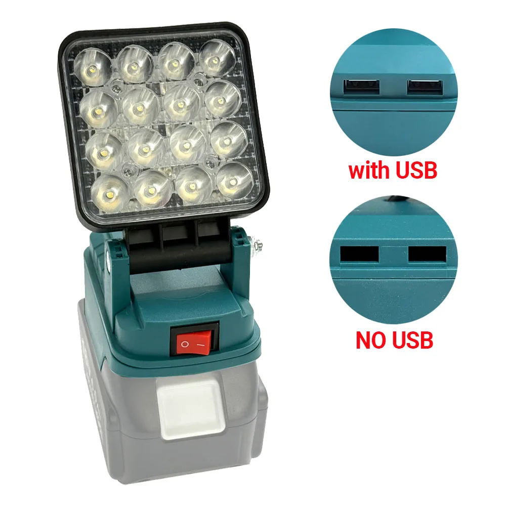 For Makita 14.4V 18V Li-ion Battery BL1830 BL1850 LED Light 3In Portable Cordless Emergency Flood Lamp Handheld Flashlight