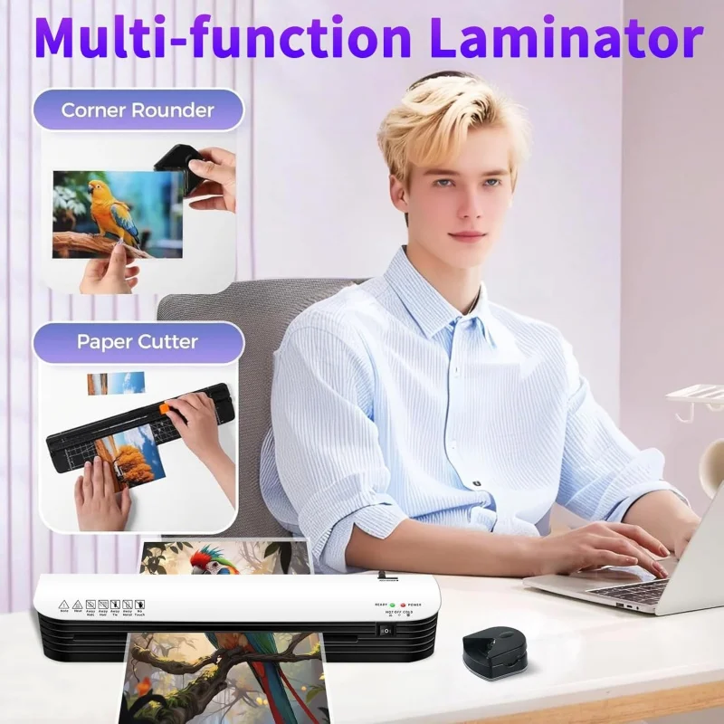A3/A4 Universal Laminating Machine for Photos and Documents, a Dual-Function Cold and Hot Laminator with Anti-Jam Film Design