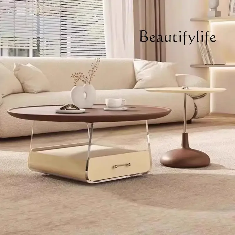 JY الشمال نمط مجموعات طاولة القهوة المستديرة العصرية الفاخرة طاولة القهوة الحديثة غرفة المعيشة طاولة تخزين مخفية دي صالون أثاث المنزل #2