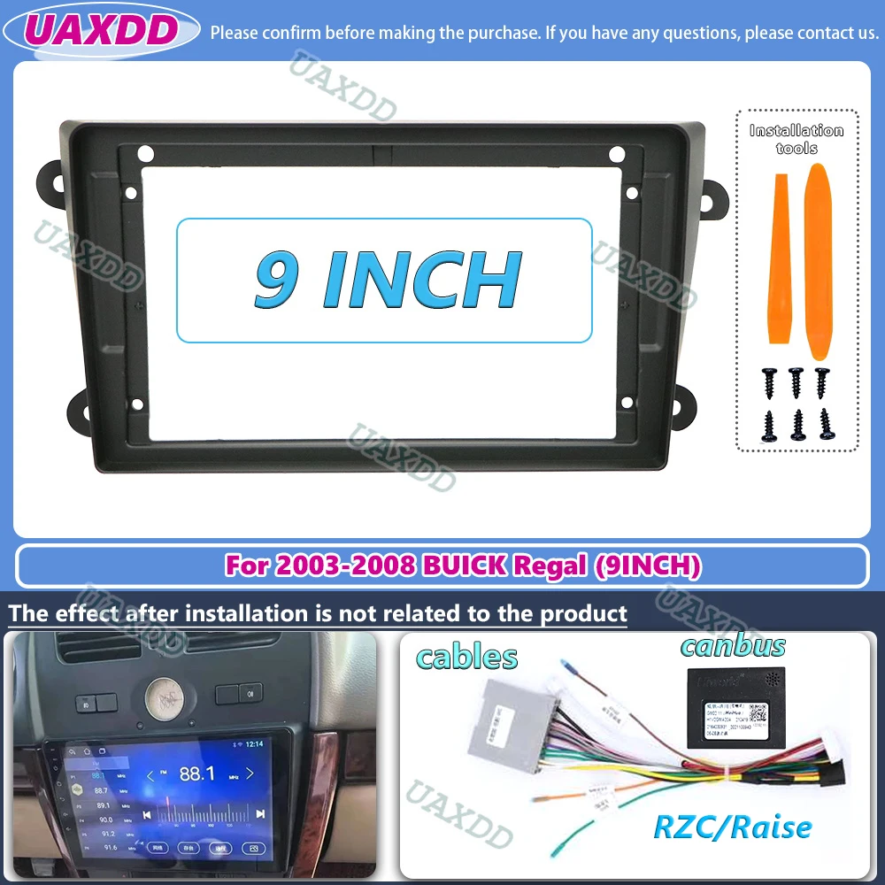 

9 Inch Car Radio FIT For Buick Regal 2003-2008 Frame DVD GPS Mp5 ABS PC Plastic Fascia Dashboard Plane cable video harness 2 Din
