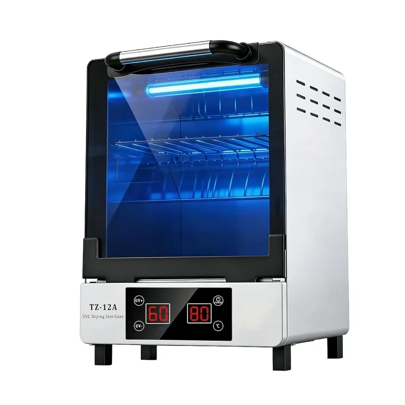 220V Nail Tool UV Cleaning Cabinet, Large Capacity Stainless Steel Cleaning Temperature and Timer Control, up to 60 Minutes,
