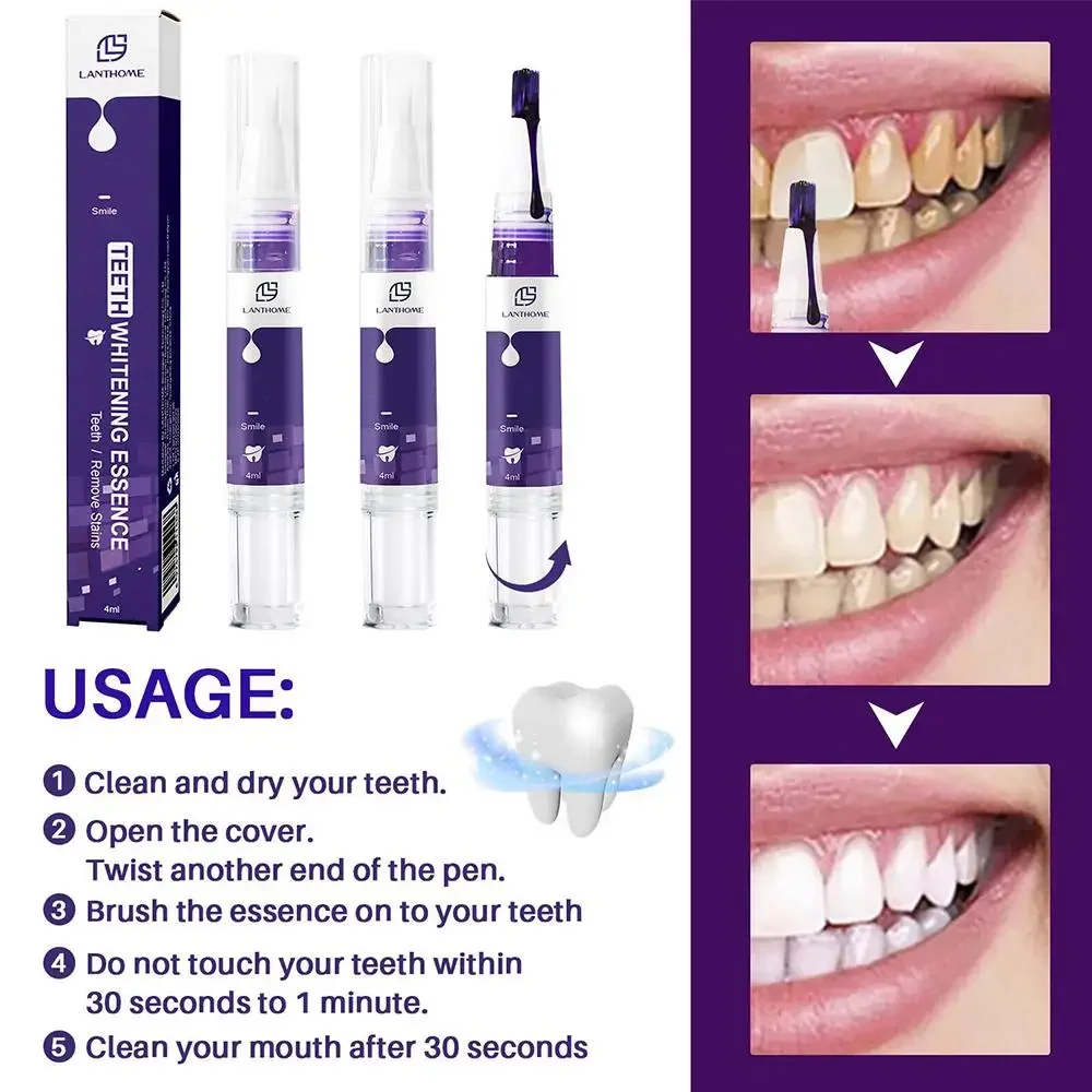 V34 Purple Whitening Toothpaste Pen Remove Tooth Smoke Tea Stains Colour Corrector Pencil Professional Dental Whitening Tool