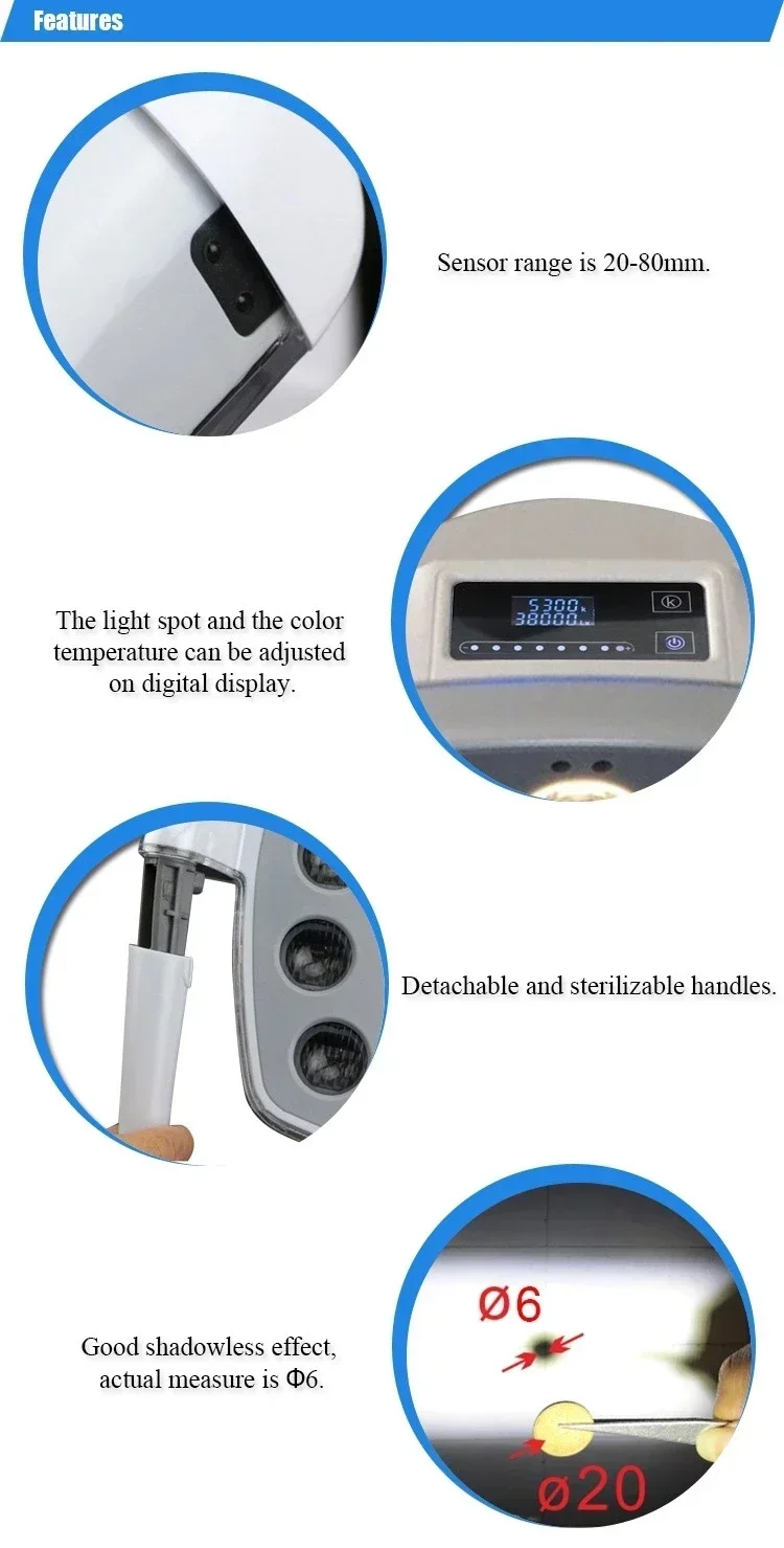 

Мощный хирургический светильник с 8 светодиодами для операционной, настенный (настенный светильник-столб)