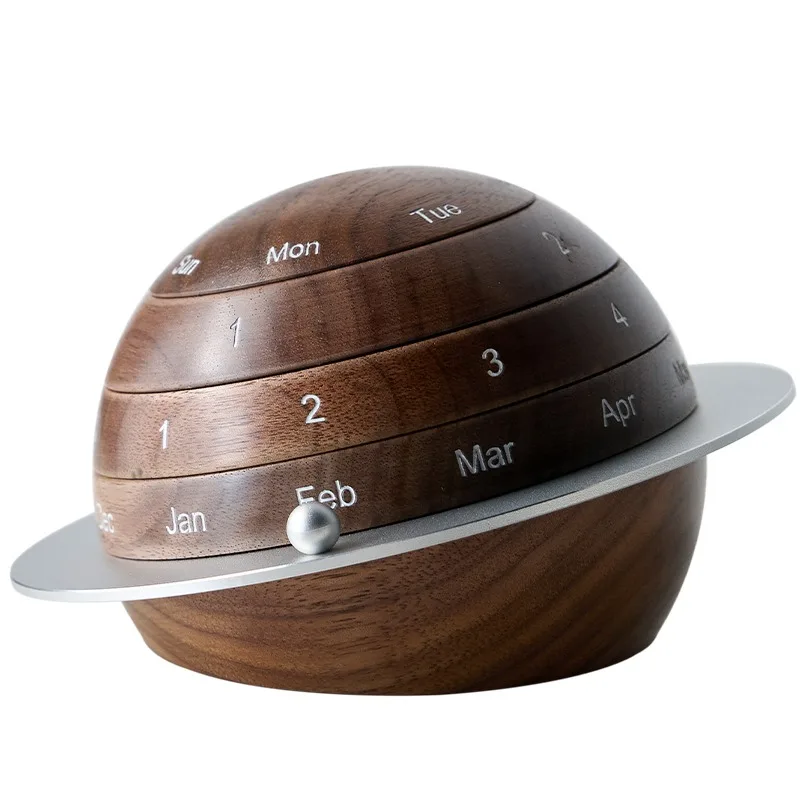 Solid Wood Perpetual Calendar Home Decoration accessories Creative Desk Decoration Planetary Calendar Boys Christmas Gift