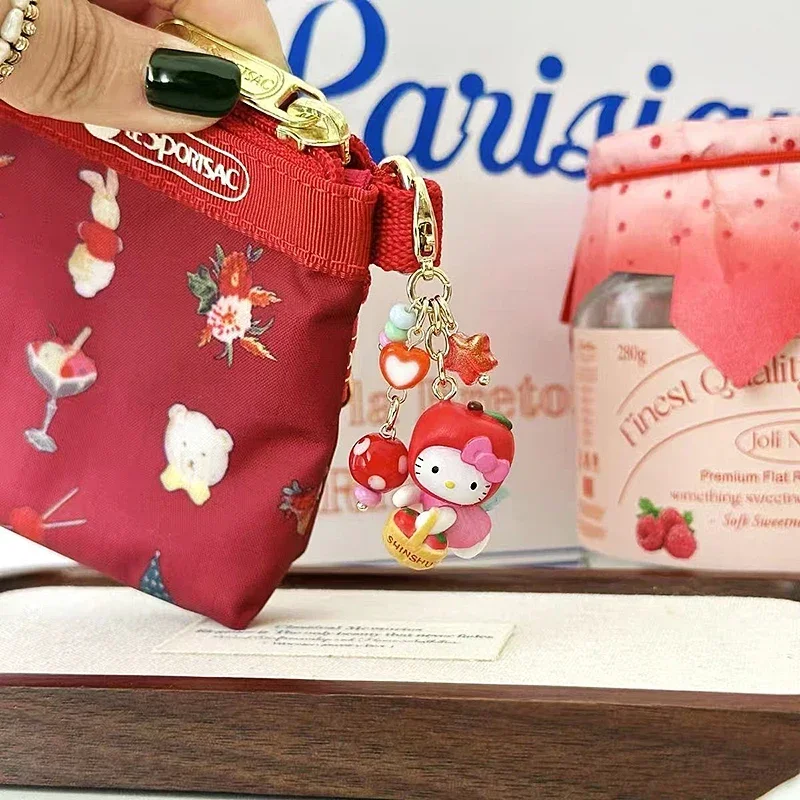 Sanrios Gantungan Kunci Hewan Kartun Kawaii Anime Lucu Hellokittys Dompet Liontin Tali Ponsel Hadiah Aksesori Jimat untuk Anak Perempuan