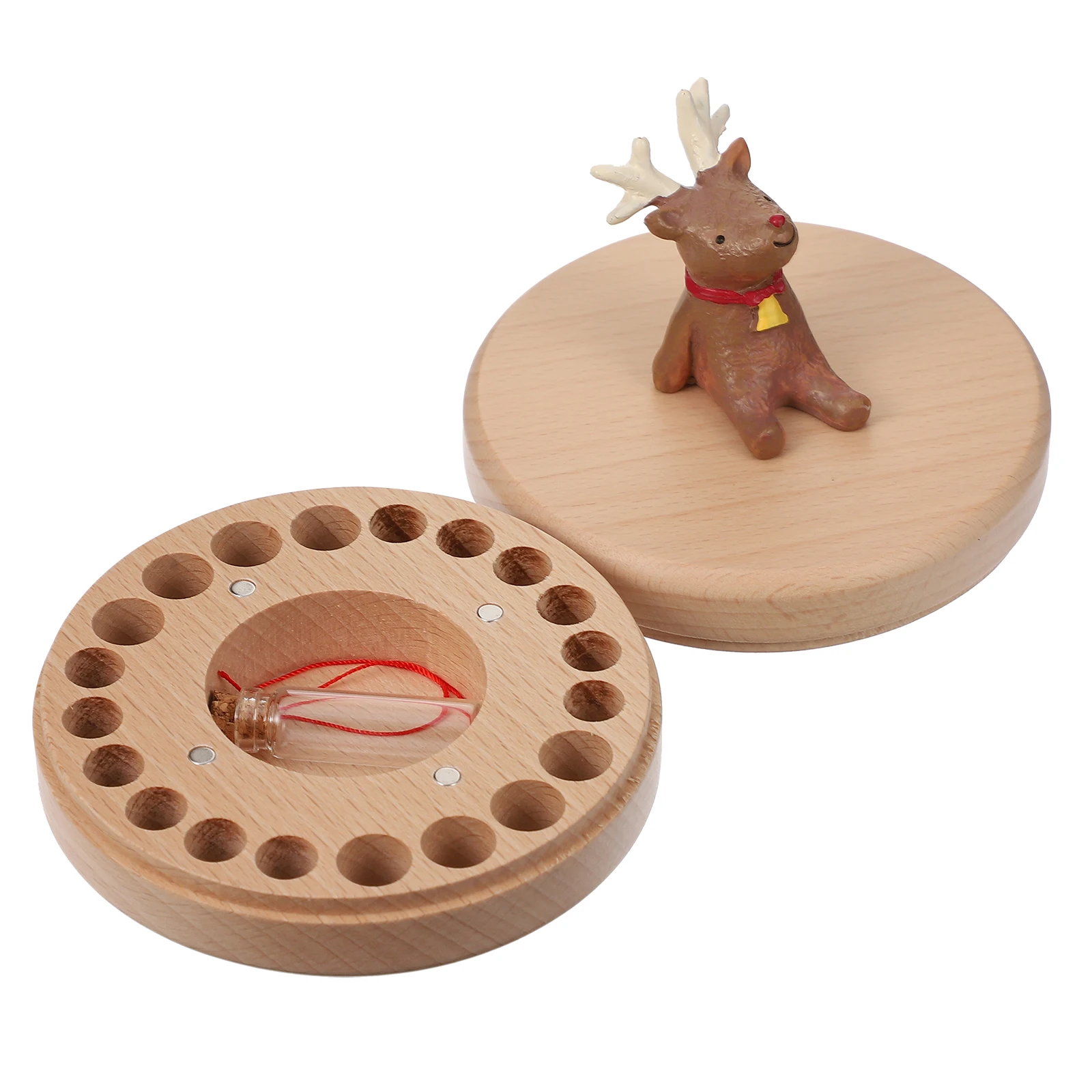 

Baby Teeth Memorial Box Wooden Container for Storing Deciduous Teeth Lanugo Hair Small Items Gift Idea Baby Shower Birthday