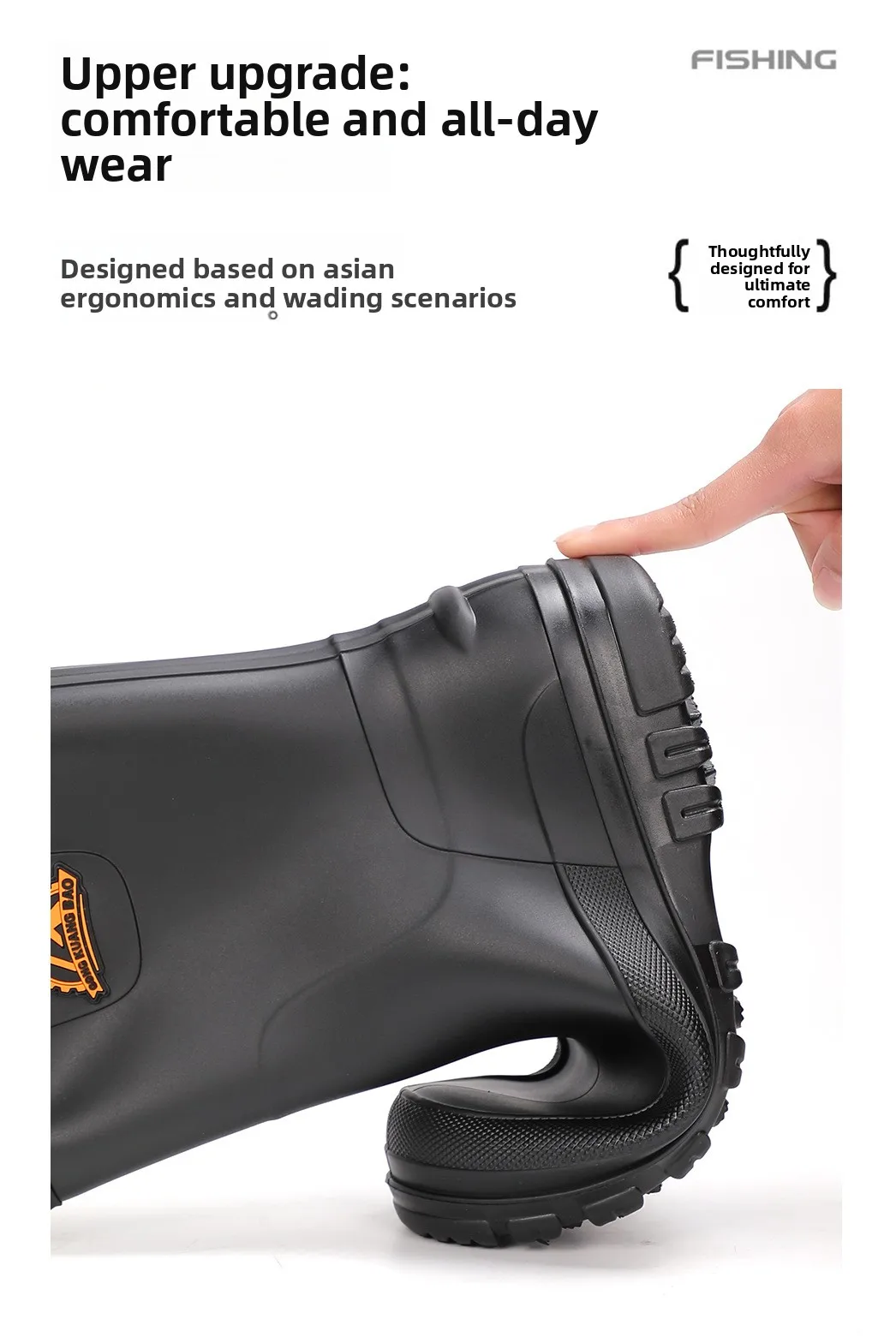 Herren Überknie-Wathosen in Übergröße, Rutschfeste Wasserdichte Schuhe, Lange Outdoor-Hosen, Herren-Regenschuhe – Detail 6