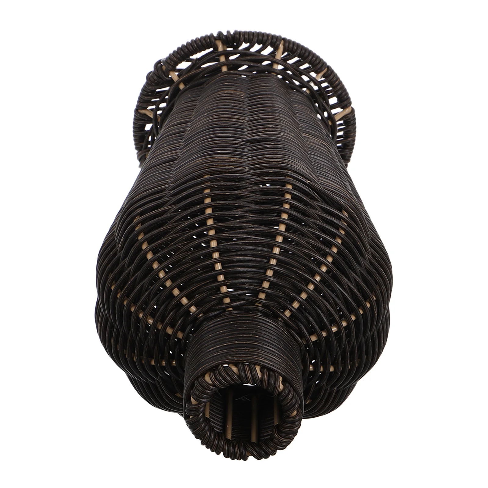

1pcs Imitation Rattan Flower Vase Black Plastic Wicker Woven Design For Home Decor Dried Floral Arrangement Rustic Farmhouse