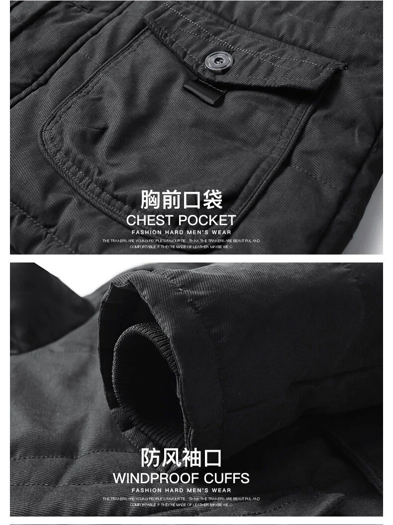 Solid Parkas Male Coat Large Size Clothing Parka Outdoor Men's Winter Jacket Plus Velvet Thick Warm Multi Pocket Jackets