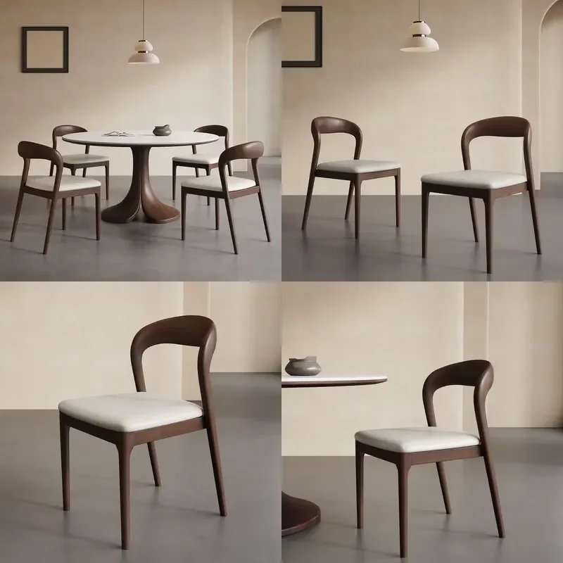 for Medieval Light Luxury Solid Wood Dining Chair Household Back Chair Italian Minimalist High End Designer Dining